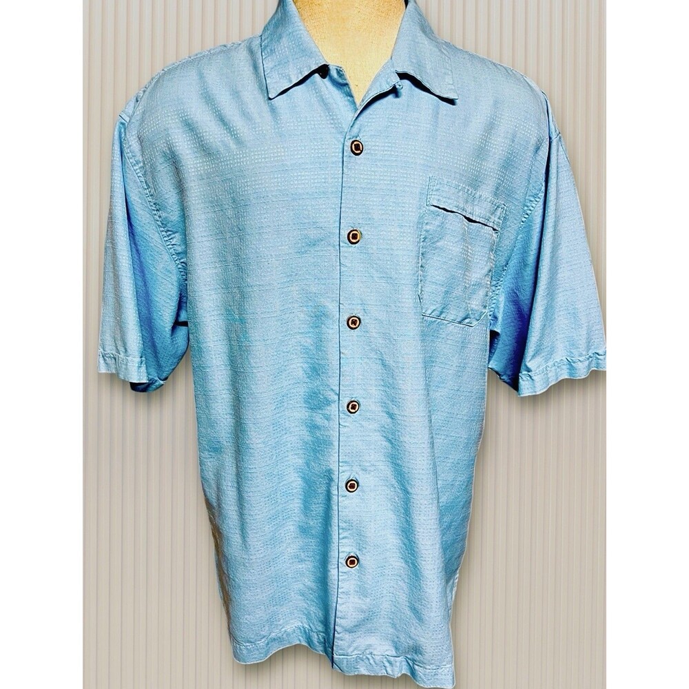Jamaica Jaxx 100% Silk Button Down Island Shirt Caribbean Blue Men’s XL